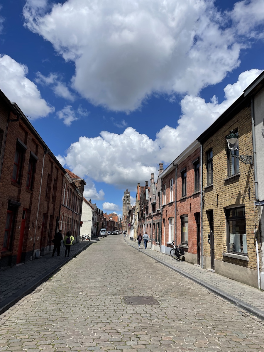 Townhouses along empty road