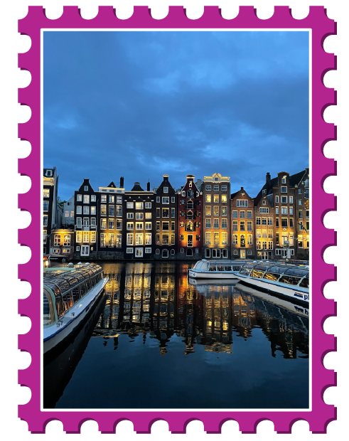 About 10 amsterdam canal houses on the water