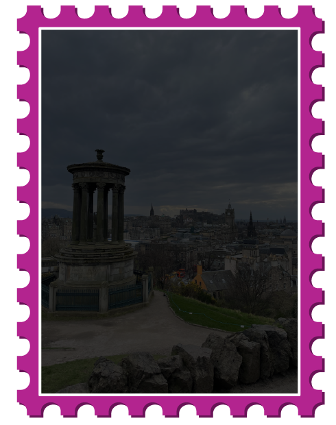 View of Edinburgh from Calton Hill, tinted black to display text